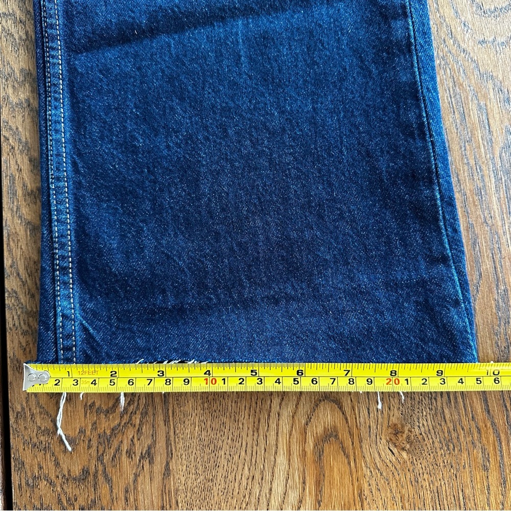 Mango Wide Leg Raw Edge Distressed Hem Blue Denim Jeans Casual Summer Classic - Picture 13 of 13